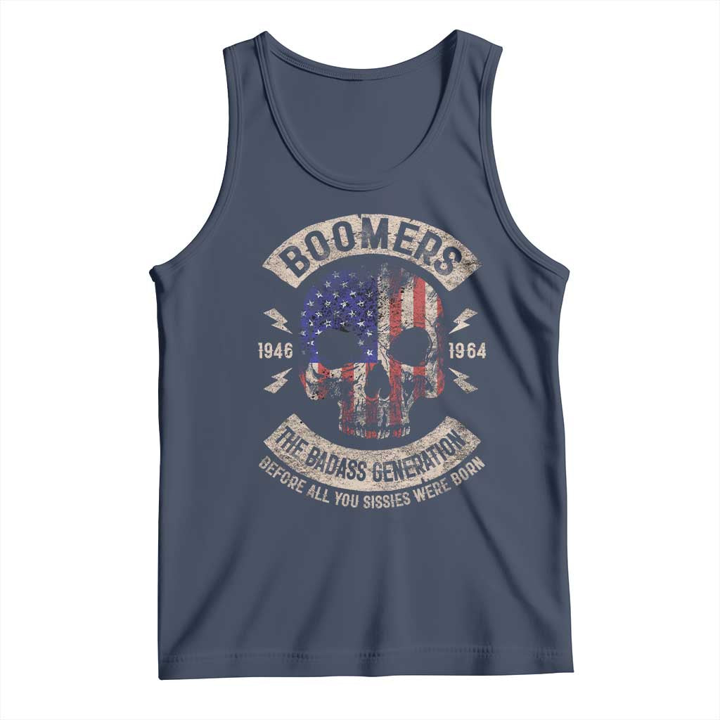 Boomers Generation Tank Top Before All You Sissie Were Born Skull USA Flag TS10 Navy Print Your Wear