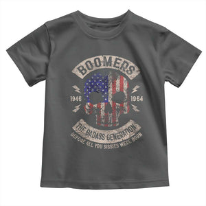 Boomers Generation Toddler T Shirt Before All You Sissie Were Born Skull USA Flag TS10 Dark Heather Print Your Wear