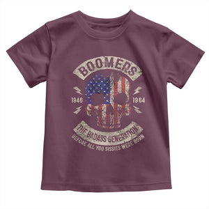 Boomers Generation Toddler T Shirt Before All You Sissie Were Born Skull USA Flag TS10 Maroon Print Your Wear