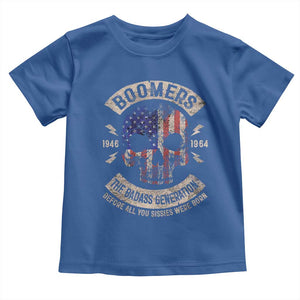 Boomers Generation Toddler T Shirt Before All You Sissie Were Born Skull USA Flag TS10 Royal Blue Print Your Wear