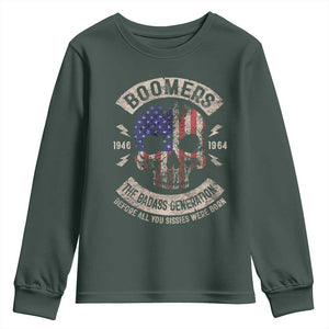 Boomers Generation Youth Sweatshirt Before All You Sissie Were Born Skull USA Flag TS10 Dark Forest Green Print Your Wear