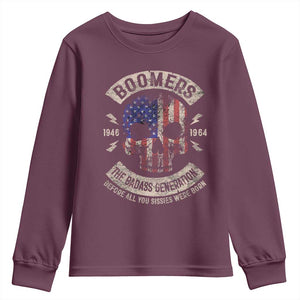 Boomers Generation Youth Sweatshirt Before All You Sissie Were Born Skull USA Flag TS10 Maroon Print Your Wear