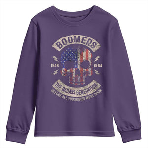Boomers Generation Youth Sweatshirt Before All You Sissie Were Born Skull USA Flag TS10 Purple Print Your Wear