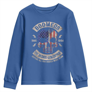 Boomers Generation Youth Sweatshirt Before All You Sissie Were Born Skull USA Flag TS10 Royal Blue Print Your Wear