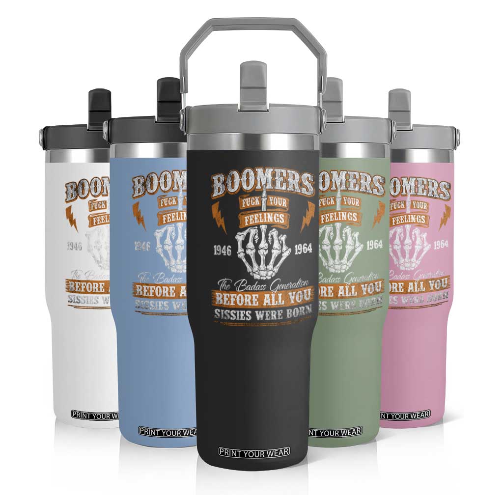 Vintage Boomers Generation Flip Straw Tumbler Before All You Sissie Were Born Skeleton Hand TS10 Print Your Wear
