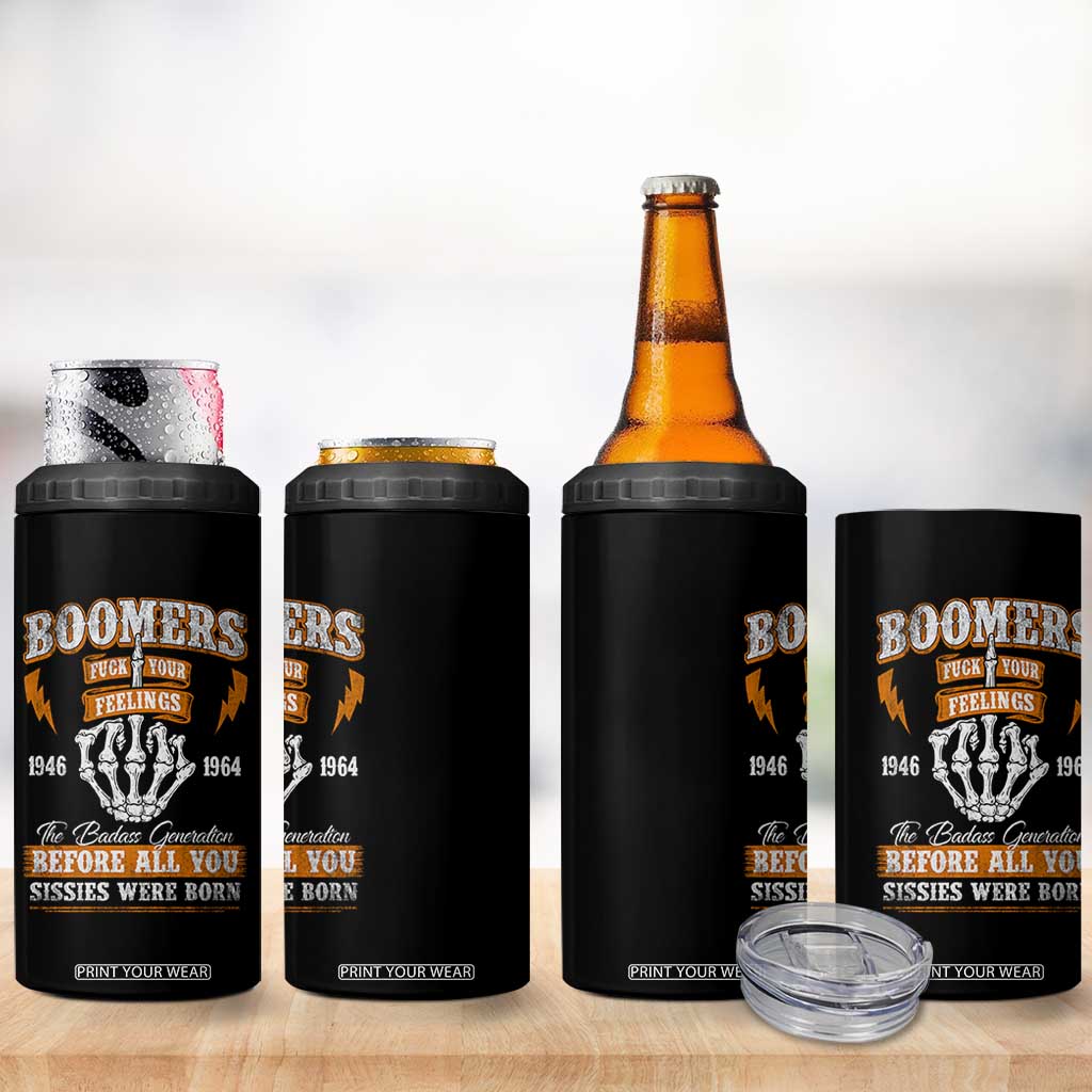 Vintage Boomers Generation 4 in 1 Can Cooler Tumbler Before All You Sissie Were Born Skeleton Hand TS10 Print Your Wear