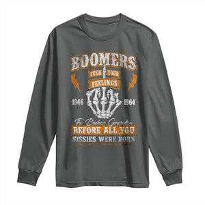 Vintage Boomers Generation Long Sleeve Shirt Before All You Sissie Were Born Skeleton Hand TS10 Dark Heather Print Your Wear