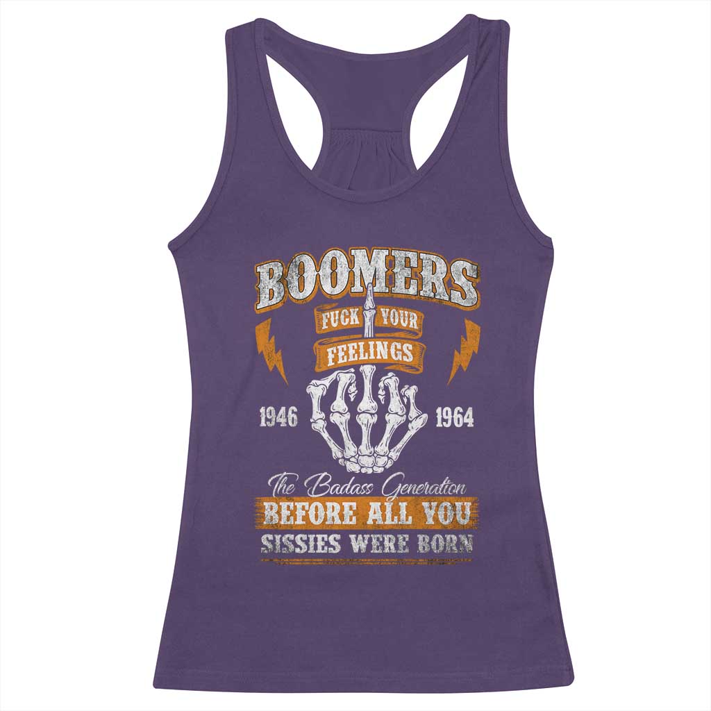 Vintage Boomers Generation Racerback Tank Top Before All You Sissie Were Born Skeleton Hand TS10 Purple Print Your Wear