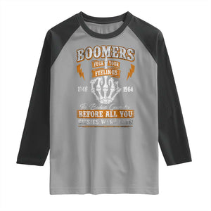 Vintage Boomers Generation Raglan Shirt Before All You Sissie Were Born Skeleton Hand TS10 Sport Gray Black Print Your Wear