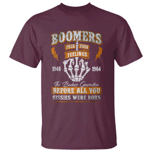 Vintage Boomers Generation T Shirt Before All You Sissie Were Born Skeleton Hand TS10 Maroon Print Your Wear