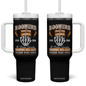 Vintage Boomers Generation Tumbler With Handle Before All You Sissie Were Born Skeleton Hand TS10 One Size: 40 oz Black Print Your Wear