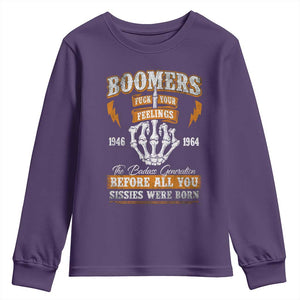 Vintage Boomers Generation Youth Sweatshirt Before All You Sissie Were Born Skeleton Hand TS10 Purple Print Your Wear
