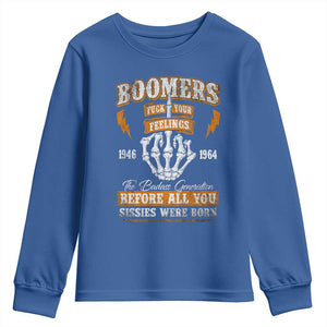 Vintage Boomers Generation Youth Sweatshirt Before All You Sissie Were Born Skeleton Hand TS10 Royal Blue Print Your Wear