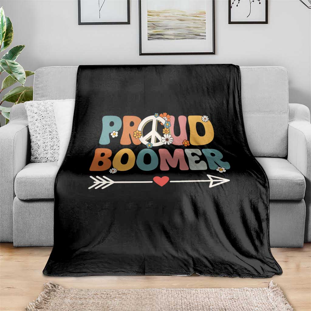 Proud Boomer Throw Blanket Boomers Generation Peace Sign Hippie 50s 60s TS10 Print Your Wear