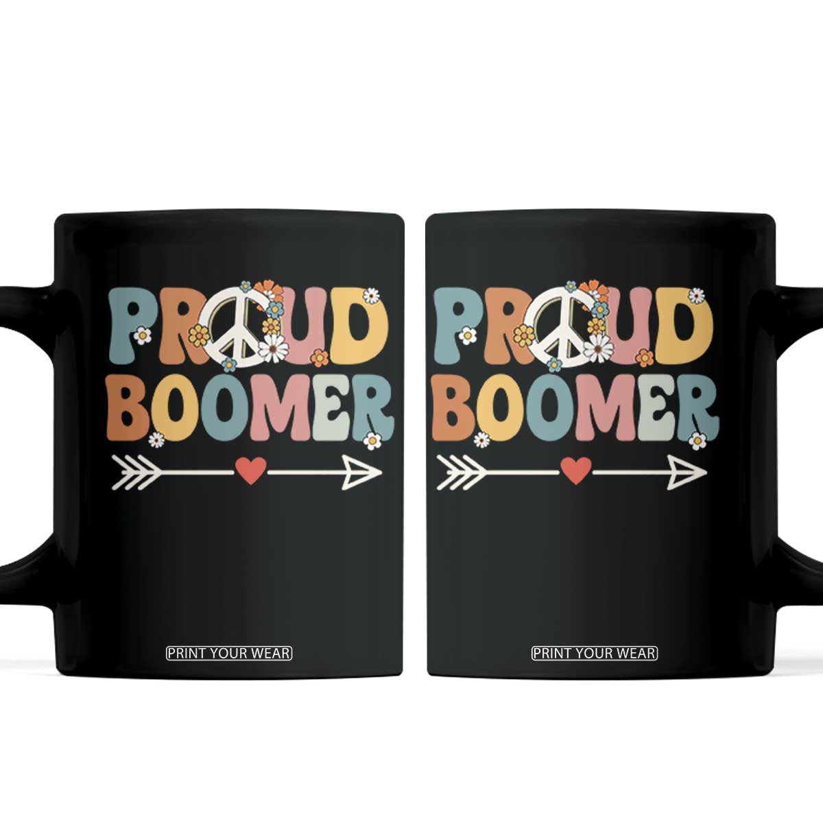 Proud Boomer Coffee Mug Boomers Generation Peace Sign Hippie 50s 60s TS10 Black Print Your Wear