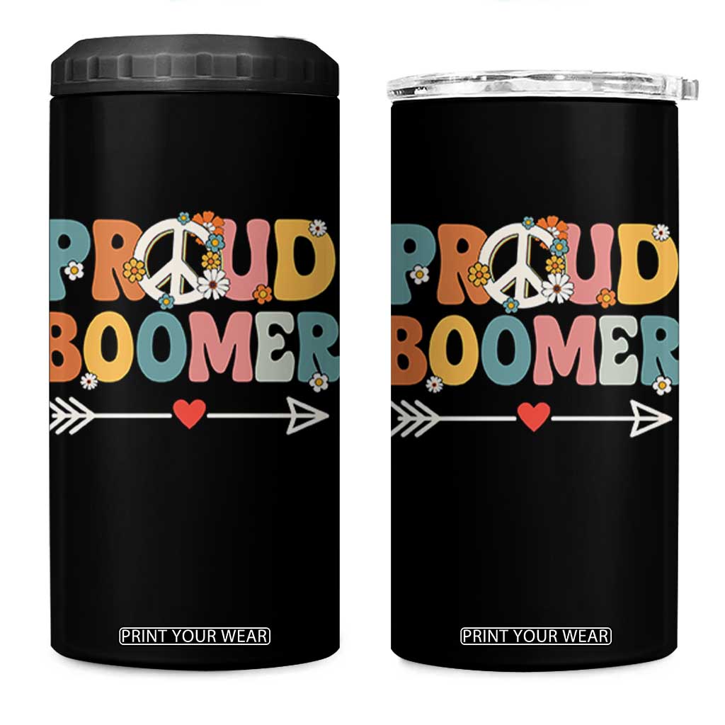 Proud Boomer 4 in 1 Can Cooler Tumbler Boomers Generation Peace Sign Hippie 50s 60s TS10 One Size: 16 oz Black Print Your Wear