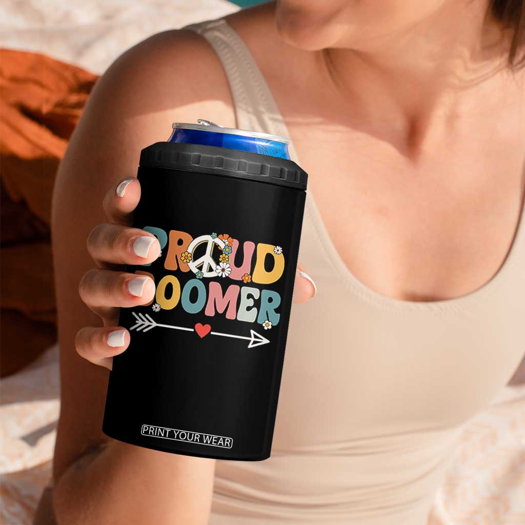 Proud Boomer 4 in 1 Can Cooler Tumbler Boomers Generation Peace Sign Hippie 50s 60s TS10 Print Your Wear