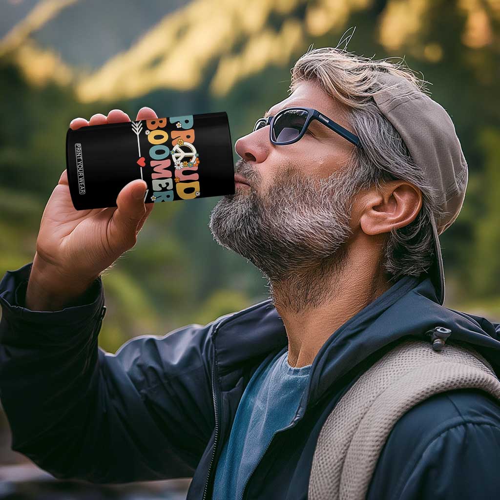 Proud Boomer 4 in 1 Can Cooler Tumbler Boomers Generation Peace Sign Hippie 50s 60s TS10 Print Your Wear
