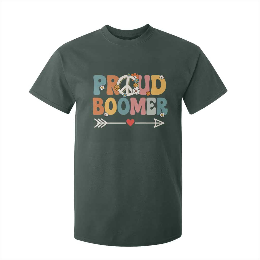 Proud Boomer T Shirt For Kid Boomers Generation Peace Sign Hippie 50s 60s TS10 Dark Forest Green Print Your Wear