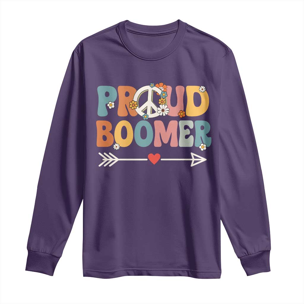 Proud Boomer Long Sleeve Shirt Boomers Generation Peace Sign Hippie 50s 60s TS10 Purple Print Your Wear