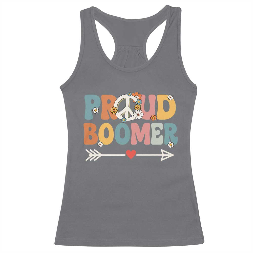 Proud Boomer Racerback Tank Top Boomers Generation Peace Sign Hippie 50s 60s TS10 Charcoal Print Your Wear