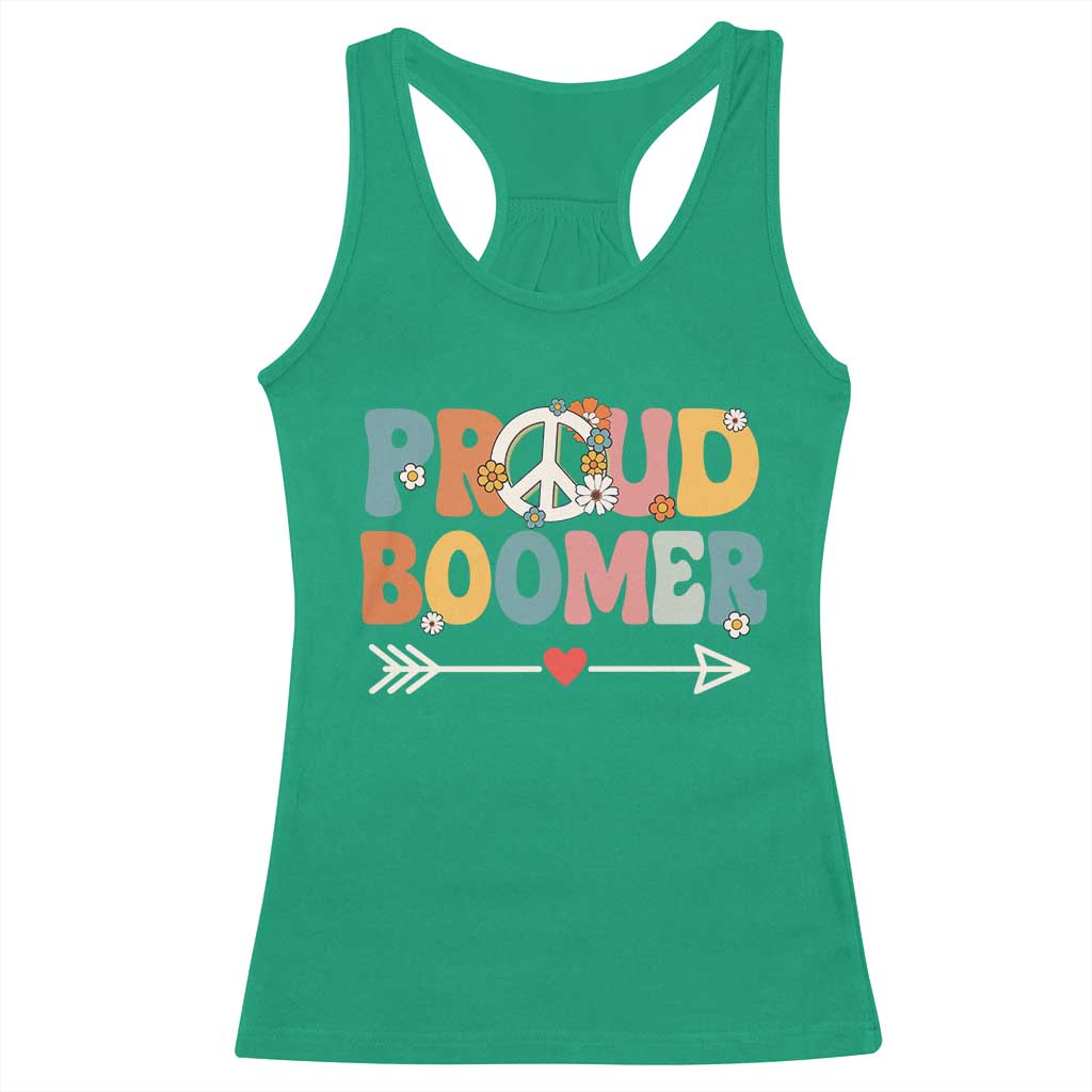 Proud Boomer Racerback Tank Top Boomers Generation Peace Sign Hippie 50s 60s TS10 Irish Green Print Your Wear