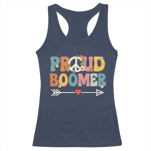 Proud Boomer Racerback Tank Top Boomers Generation Peace Sign Hippie 50s 60s TS10 Navy Print Your Wear