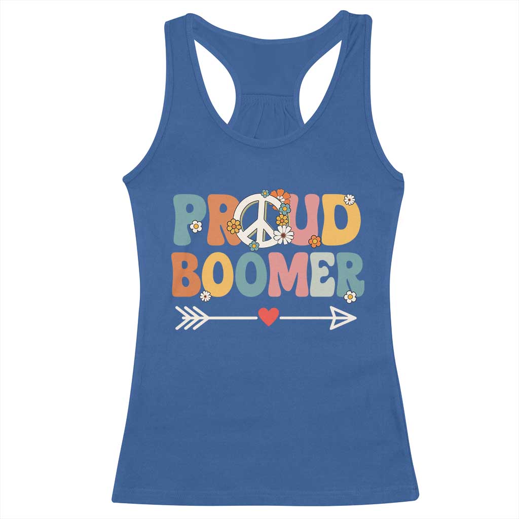 Proud Boomer Racerback Tank Top Boomers Generation Peace Sign Hippie 50s 60s TS10 Royal Blue Print Your Wear