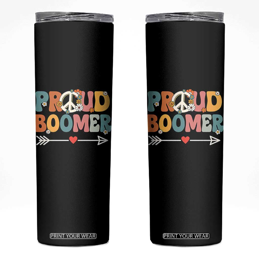 Proud Boomer Skinny Tumbler Boomers Generation Peace Sign Hippie 50s 60s TS10 Black Print Your Wear