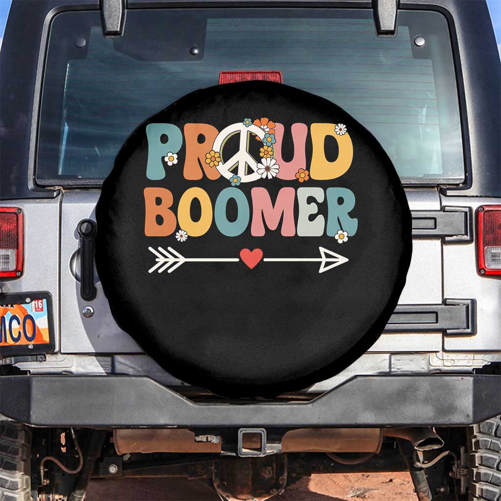 Proud Boomer Spare Tire Cover Boomers Generation Peace Sign Hippie 50s 60s TS10 No hole Black Print Your Wear