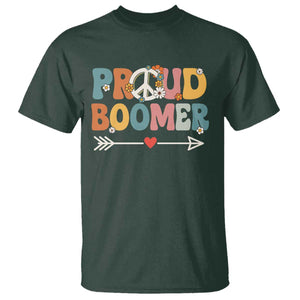 Proud Boomer T Shirt Boomers Generation Peace Sign Hippie 50s 60s TS10 Dark Forest Green Print Your Wear