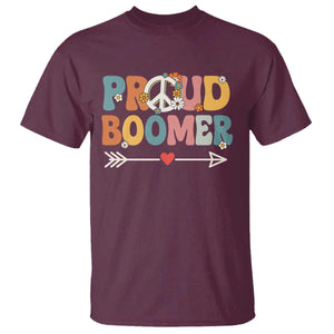 Proud Boomer T Shirt Boomers Generation Peace Sign Hippie 50s 60s TS10 Maroon Print Your Wear