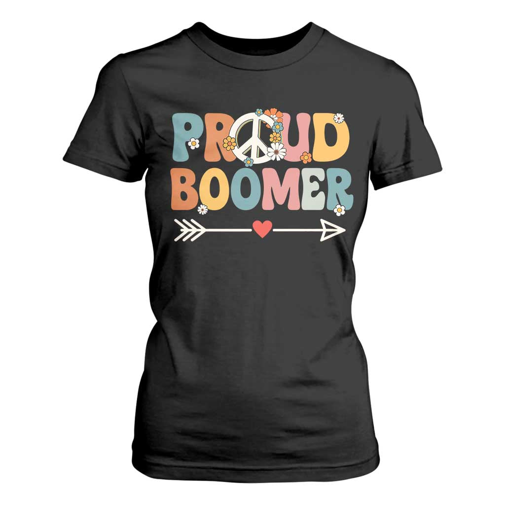 Proud Boomer T Shirt For Women Boomers Generation Peace Sign Hippie 50s 60s TS10 Black Print Your Wear