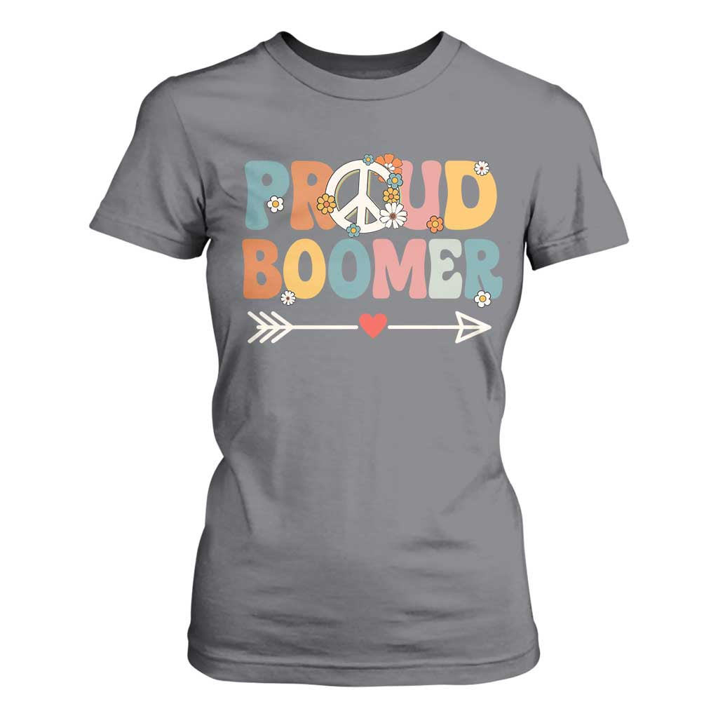 Proud Boomer T Shirt For Women Boomers Generation Peace Sign Hippie 50s 60s TS10 Charcoal Print Your Wear