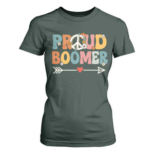 Proud Boomer T Shirt For Women Boomers Generation Peace Sign Hippie 50s 60s TS10 Dark Forest Green Print Your Wear