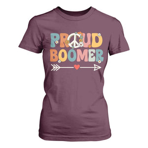 Proud Boomer T Shirt For Women Boomers Generation Peace Sign Hippie 50s 60s TS10 Maroon Print Your Wear