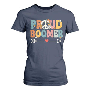Proud Boomer T Shirt For Women Boomers Generation Peace Sign Hippie 50s 60s TS10 Navy Print Your Wear