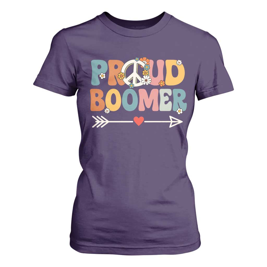 Proud Boomer T Shirt For Women Boomers Generation Peace Sign Hippie 50s 60s TS10 Purple Print Your Wear