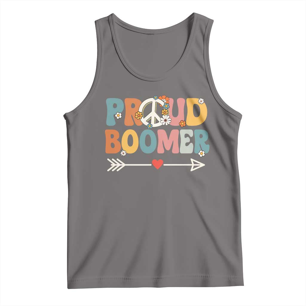Proud Boomer Tank Top Boomers Generation Peace Sign Hippie 50s 60s TS10 Deep Heather Print Your Wear