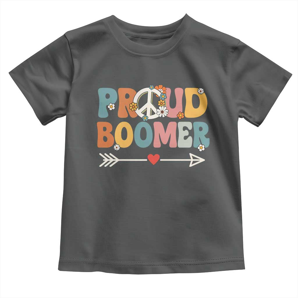 Proud Boomer Toddler T Shirt Boomers Generation Peace Sign Hippie 50s 60s TS10 Dark Heather Print Your Wear