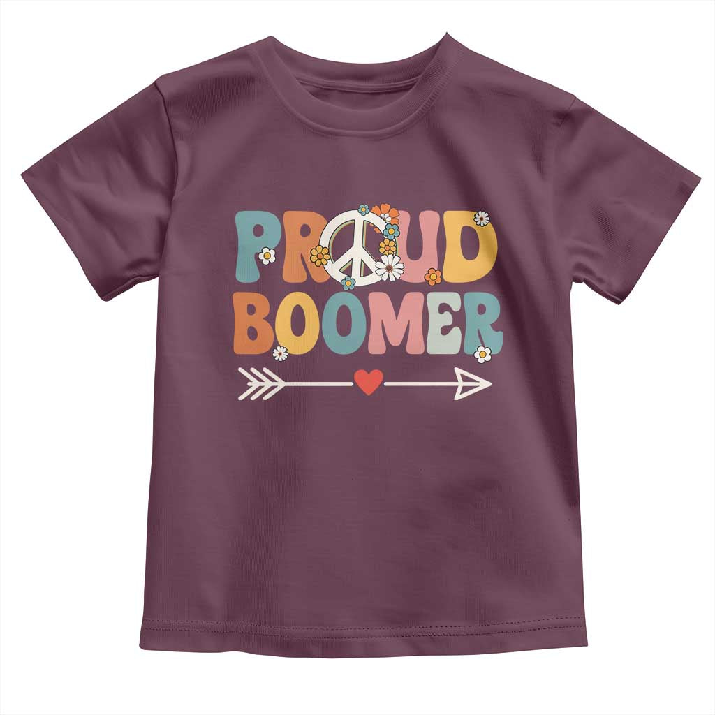 Proud Boomer Toddler T Shirt Boomers Generation Peace Sign Hippie 50s 60s TS10 Maroon Print Your Wear