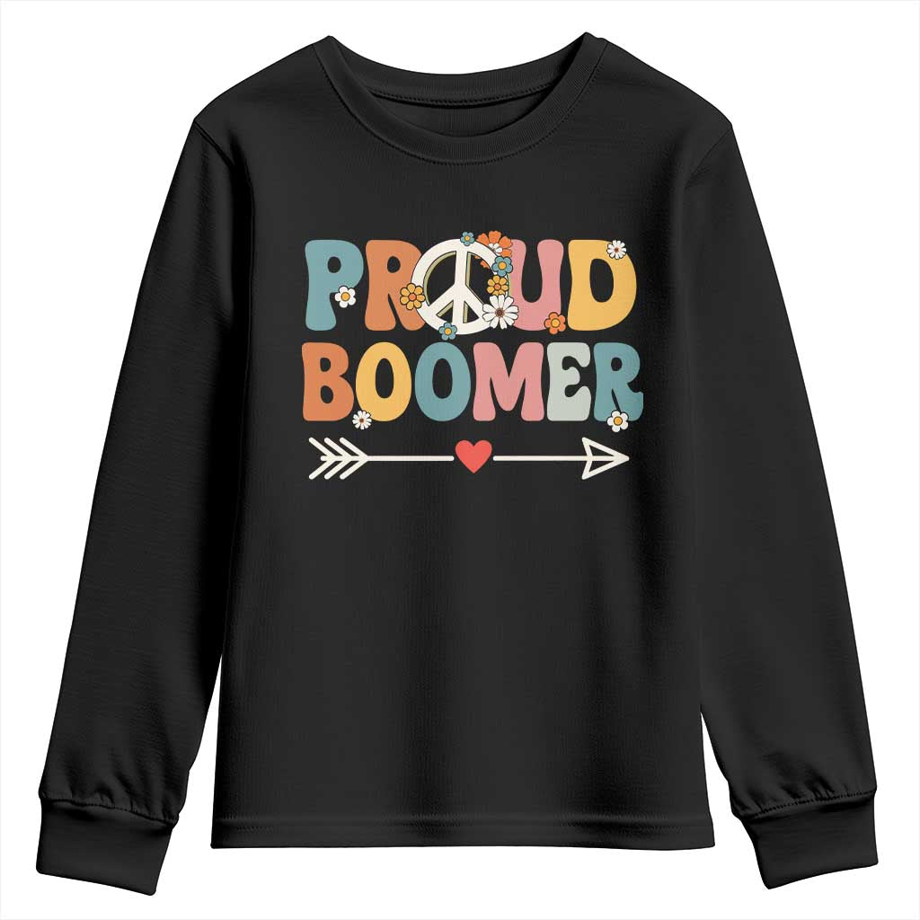 Proud Boomer Youth Sweatshirt Boomers Generation Peace Sign Hippie 50s 60s TS10 Black Print Your Wear