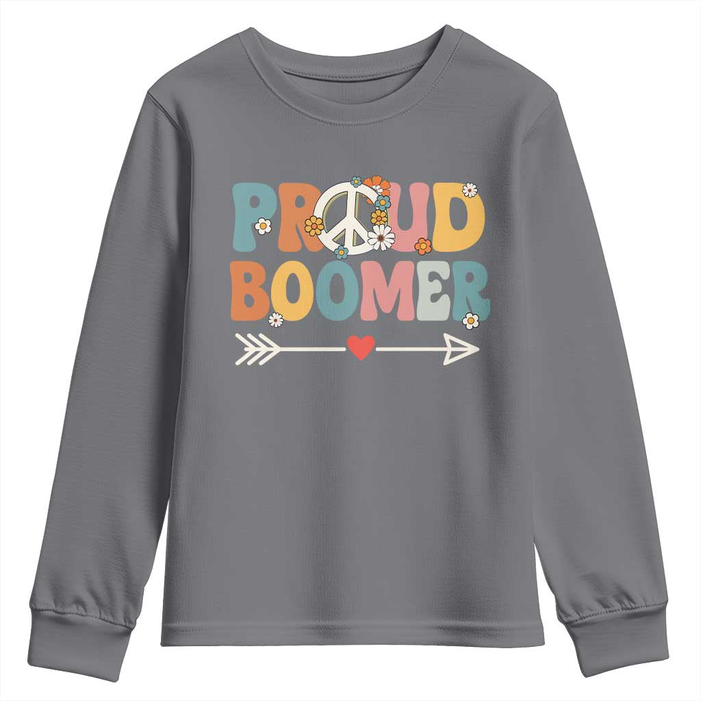 Proud Boomer Youth Sweatshirt Boomers Generation Peace Sign Hippie 50s 60s TS10 Charcoal Print Your Wear