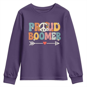 Proud Boomer Youth Sweatshirt Boomers Generation Peace Sign Hippie 50s 60s TS10 Purple Print Your Wear