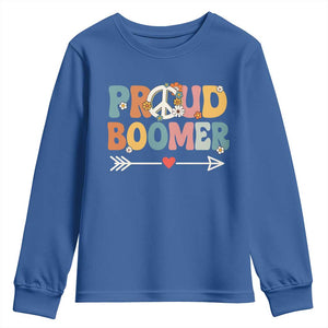 Proud Boomer Youth Sweatshirt Boomers Generation Peace Sign Hippie 50s 60s TS10 Royal Blue Print Your Wear