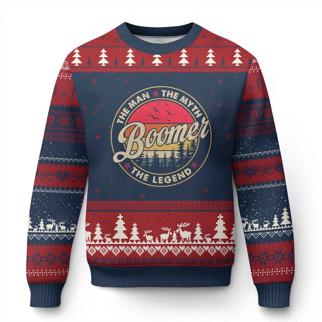 Boomers Generation Ugly Christmas Sweater The Man The Myth The Legend TS10 Navy Red Print Your Wear