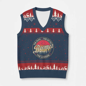 Boomers Generation V-Neck Knit Sweater Vest The Man The Myth The Legend TS10 Navy Red Print Your Wear