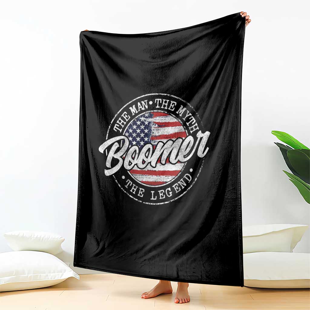 Boomers Generation Throw Blanket Vintage The Man The Myth The Legend American Flag TS10 Print Your Wear