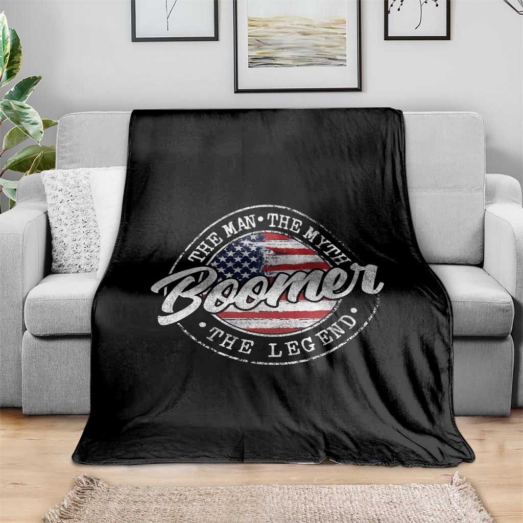 Boomers Generation Throw Blanket Vintage The Man The Myth The Legend American Flag TS10 Print Your Wear