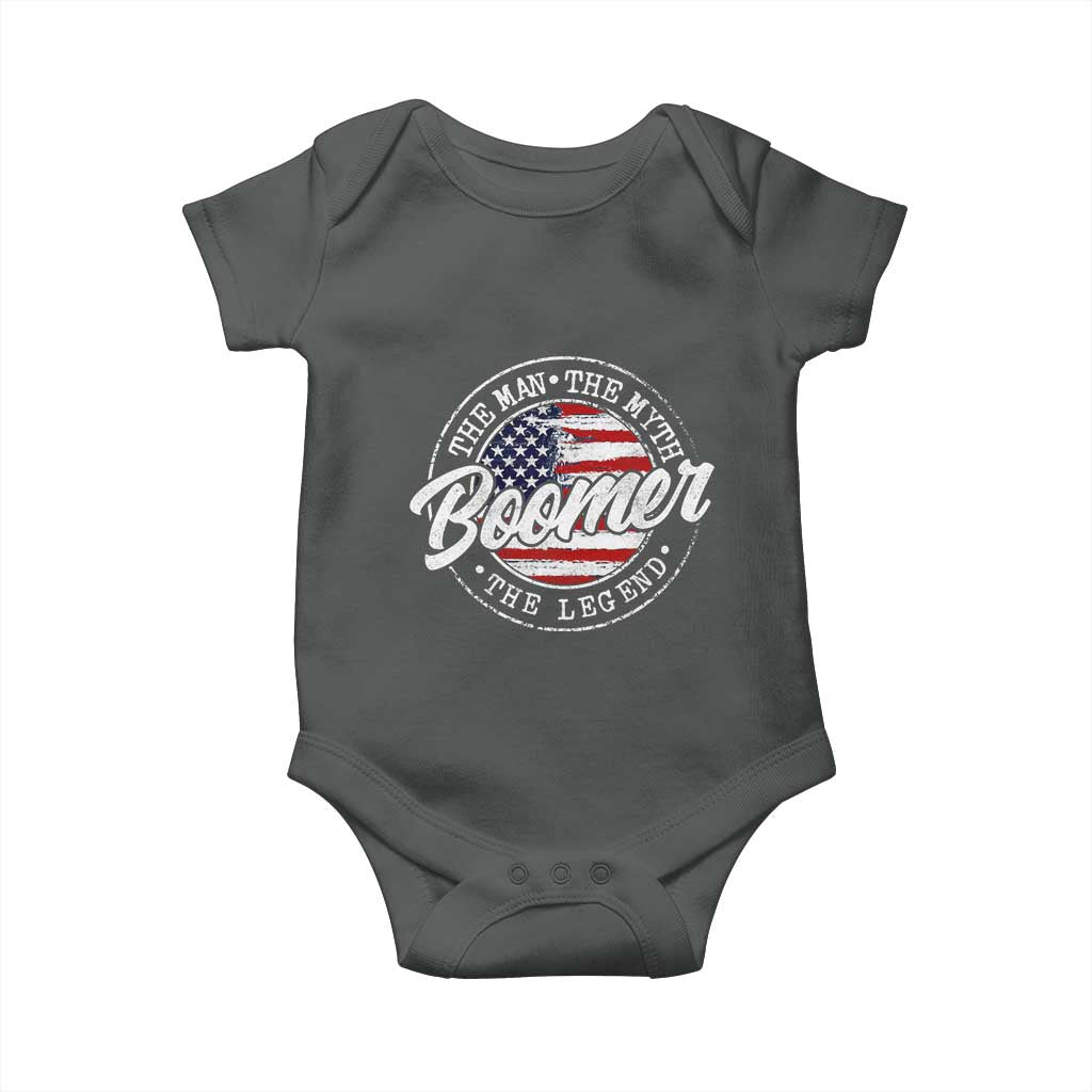 Boomers Generation Baby Onesie Vintage The Man The Myth The Legend American Flag TS10 Dark Heather Print Your Wear